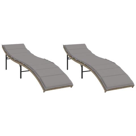 Lettini Prendisole 2 Pz Con Cuscini Beige In Polyrattan - Foto 2