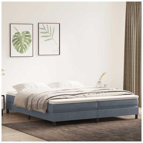 Letto A Molle Senza Materasso Grigio Scuro 200x210 Cm Velluto - Foto 1