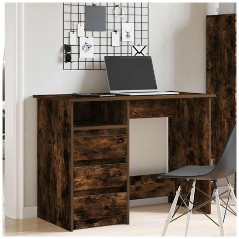 Scrivania Rovere Fumo 102x50x75 Cm In Legno Multistrato - Foto 3