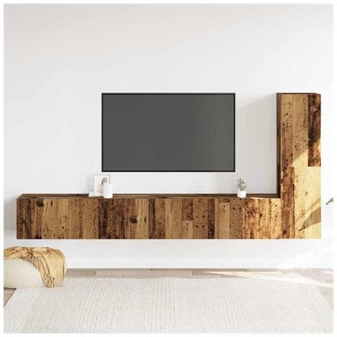 Mobili Tv A Parete 3 Pz Legno Antico In Legno Multistrato - Foto 3