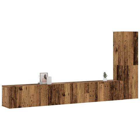 Mobili Tv A Parete 3 Pz Legno Antico In Legno Multistrato - Foto 1
