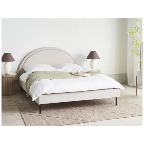 Letto Tessuto Margut 160 X 200 Cm Beige Chiaro - Foto 1