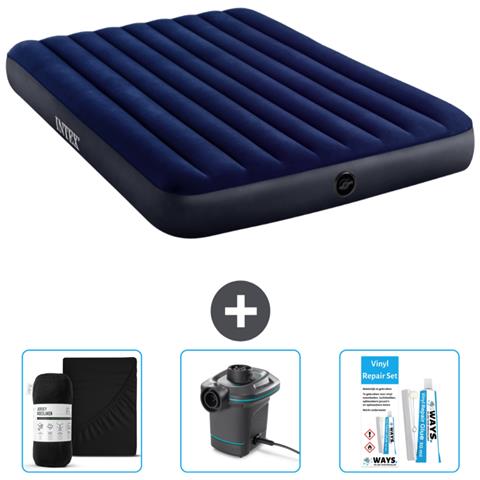 Set Materassino Gonfiabile - 203x152x25 Cm - Blu - Include Accessori Coordinati Cb8 - Foto 1