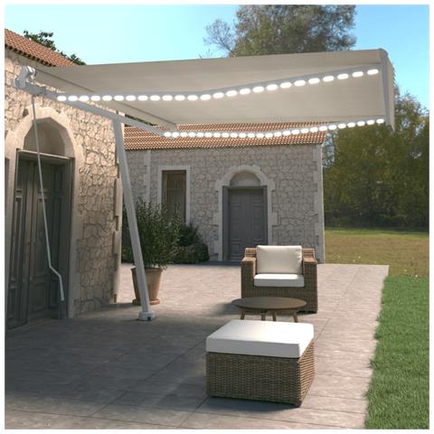 Lusso Casadino -  Tenda Da Sole Retrattile Manuale Con Led 400x350 Cm Crema - Foto 8