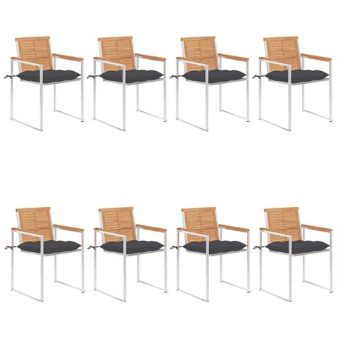 Sedie Da Giardino Con Cuscini 8 Pz In Legno Massello Di Teak - Foto 2