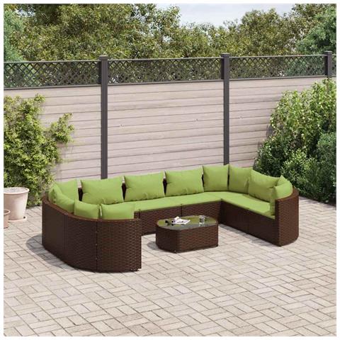 Lusso Casadino -  Set Divani Da Giardino 10pz Con Cuscini In Polyrattan Marrone - Foto 8