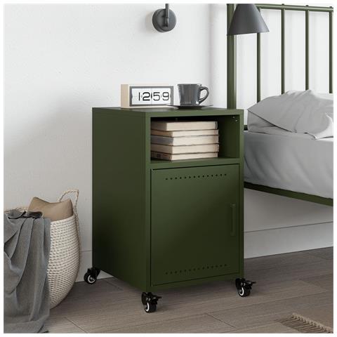 Lusso Casadino -  Comodino Verde Oliva 36x39x59 Cm In Acciaio - Foto 2