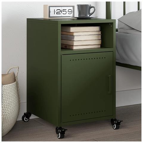 Lusso Casadino -  Comodino Verde Oliva 36x39x59 Cm In Acciaio - Foto 8