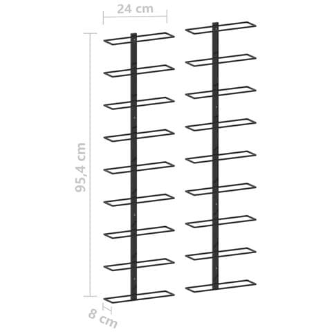 Portavini Da Parete Per 18 Bottiglie 2 Pz Nero In Ferro - Foto 6