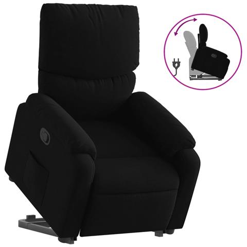 Poltrona Alzapersona Reclinabile Nera In Tessuto - Foto 1