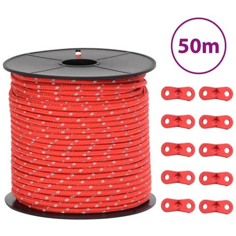 Corda Tenda con Strisce Riflettenti e Chiavi 50 m 4 mm - Foto 1