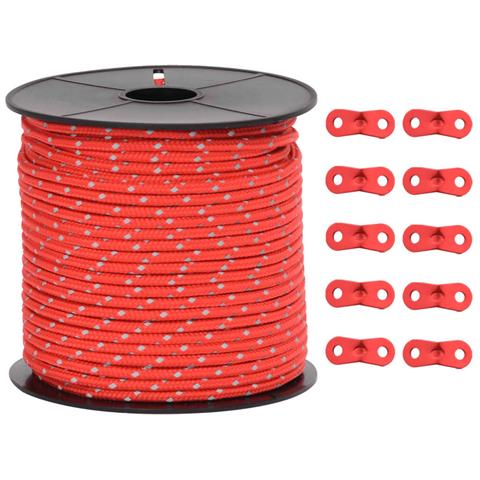 Corda Tenda con Strisce Riflettenti e Chiavi 50 m 4 mm - Foto 2