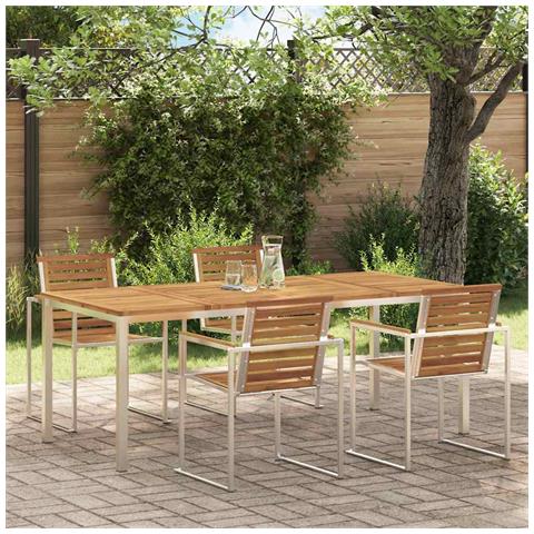 Tavolo da pranzo all'aperto 200x90x74,5 cm in legno massello di acacia - Foto 2