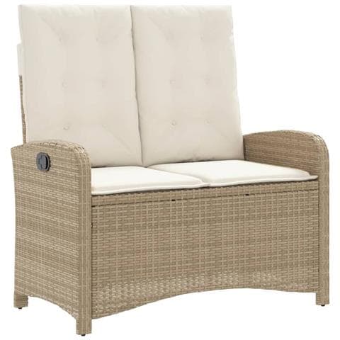 Panca Reclinabile da Giardino con Cuscini Beige in Polyrattan - Foto 1