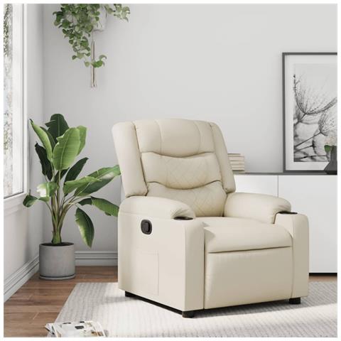 Poltrona Reclinabile Crema in Similpelle - Foto 2