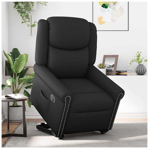 Poltrona Alzapersona Reclinabile Elettrica Nera Similpelle - Foto 2