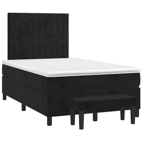 Giroletto a Molle con Materasso Nero 120x190 cm in Velluto - Foto 1