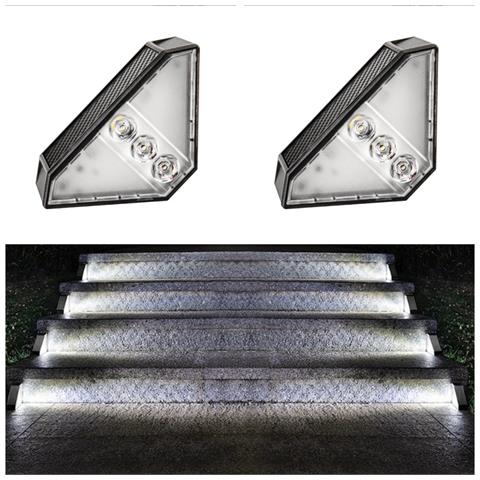 Luci Solari Per Gradini Da Esterno: Illuminazione Bianca Per Giardini E Scale   2 Pack - Foto 1