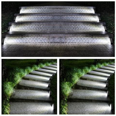 Luci Solari Per Gradini Da Esterno: Illuminazione Bianca Per Giardini E Scale   2 Pack - Foto 4