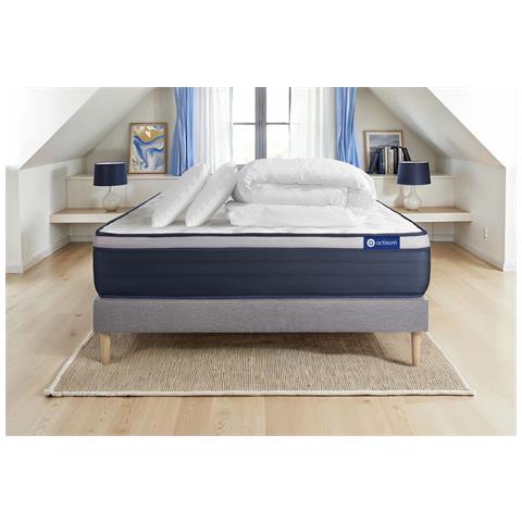 Pacchetto Letto Completo - Materasso 140x190cm + Box Spring Con Doghe (in Kit) + 2 Cuscini + Piumino - Actilatex Max - Foto 1