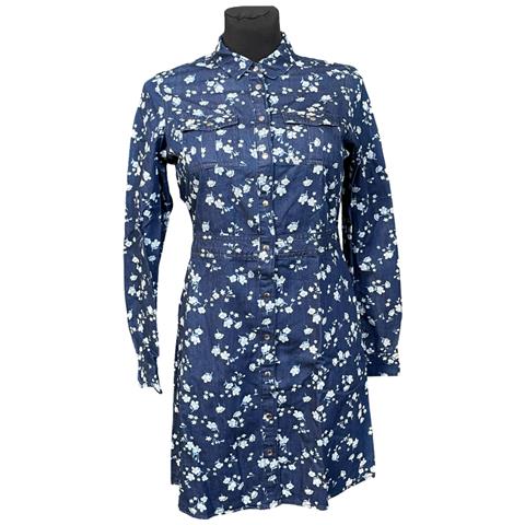 Abito Al Ginocchio Elegante Comodo Blu A Fiori Taglia 38 - Foto 1