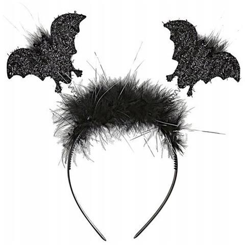Cerchietto Per Capelli Con Pelliccia Pipistrelli Costume Halloween Nero - Foto 1