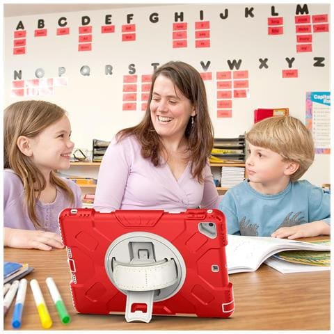 Custodia Per Ipad 9/8/7 10.2” Armata Con Supporto Girevole Rosso - Foto 2