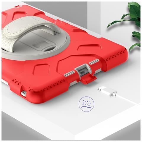 Custodia Per Ipad 9/8/7 10.2” Armata Con Supporto Girevole Rosso - Foto 4