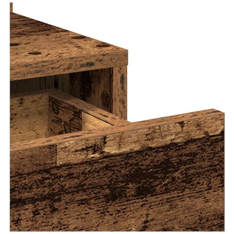 Tavolo da trucco con specchio e luci a LED in legno vecchio e legno ingegnerizzato - Foto 9