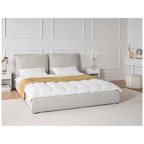 Letto Tessuto Bajonna 180 X 200 Cm Grigio Chiaro - Foto 1
