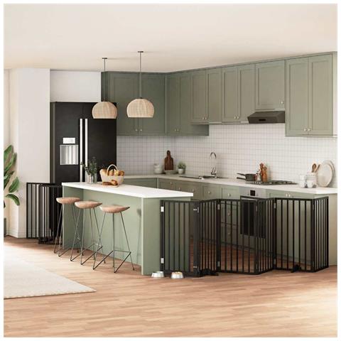 Cancello Cani Porta Pieghevole Nero 15 Pannelli 750 cm Pioppo - Foto 2