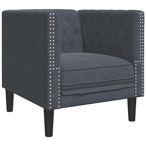 Poltrona Chesterfield Grigio scuro 71 x 74.5 x 70.5 cm Velluto - Foto 1