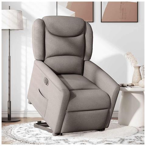 Poltrona Alzapersona Reclinabile Elettrica Tortora in Tessuto - Foto 2