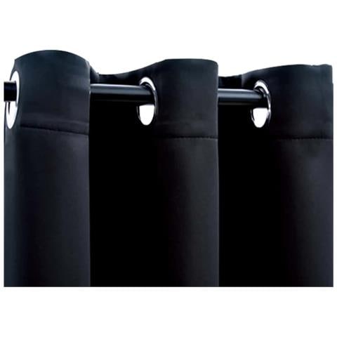 Tende oscuranti con anelli 2 pz Nero 97x213 cm Tessuto - Foto 2
