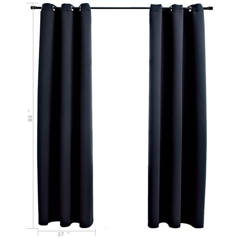 Tende oscuranti con anelli 2 pz Nero 97x213 cm Tessuto - Foto 5