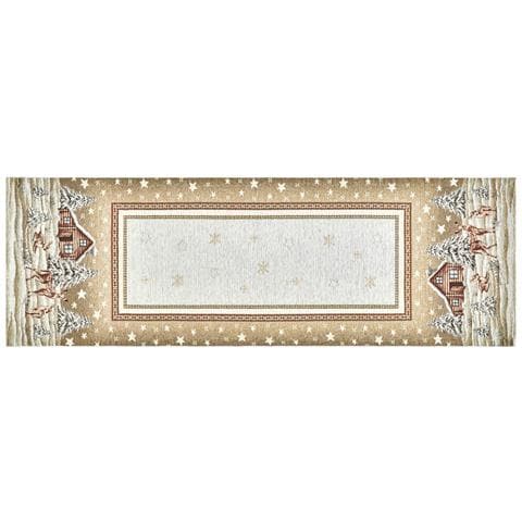 Tovaglia Centrino Runner Tavolo Fantasie Natalizie Centrotavola Cinigliato Made Italy 40x180 Chalet White - Foto 1
