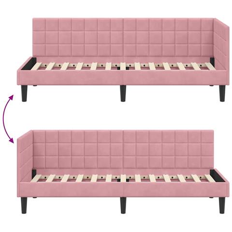 Cornice del letto ad angolo Rosa 80 cm x 200 cm Tessuto - Foto 9