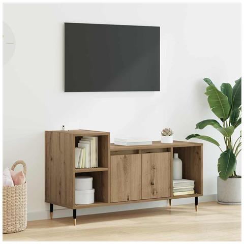 Mobile TV Rovere artigianale 100 x 35 x 55 cm Legno multistrato - Foto 2