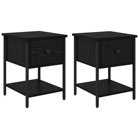 Comodino 2 pcs Rovere nero 34 x 35,5 x 45 cm Legno multistrato - Foto 1
