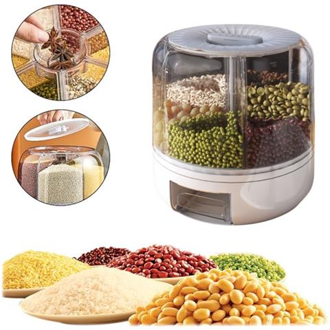 Contenitore girevole 360° per cibo, riso e cereali, limitatori grandi - Foto 4