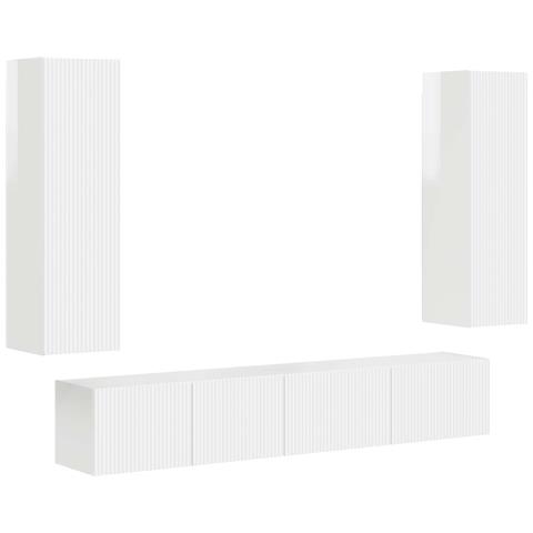 Set mobile TV 3 pcs Bianco Lucido Legno multistrato - Foto 1