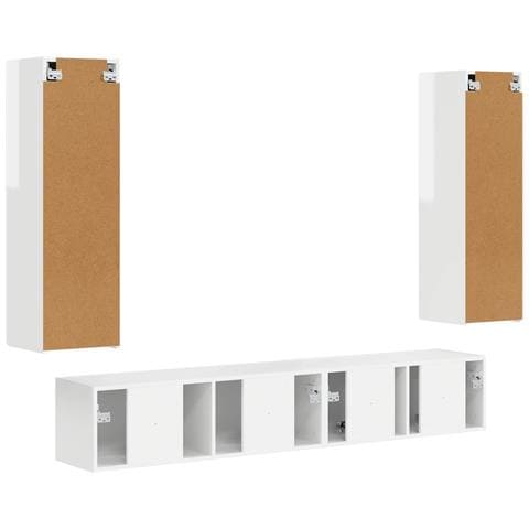 Set mobile TV 3 pcs Bianco Lucido Legno multistrato - Foto 9
