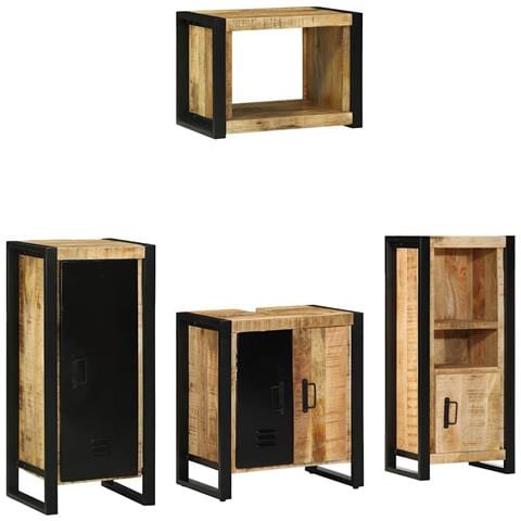 Set di mobili per il bagno 4 pcs Legno di mango massello - Foto 1