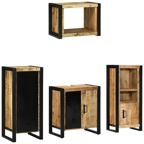 Set di mobili per il bagno 4 pcs Legno di mango massello - Foto 2