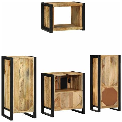Set di mobili per il bagno 4 pcs Legno di mango massello - Foto 9