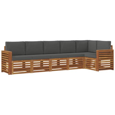 Set divani 6 pcs Naturale e Antracite Legno di Acacia Massello - Foto 1