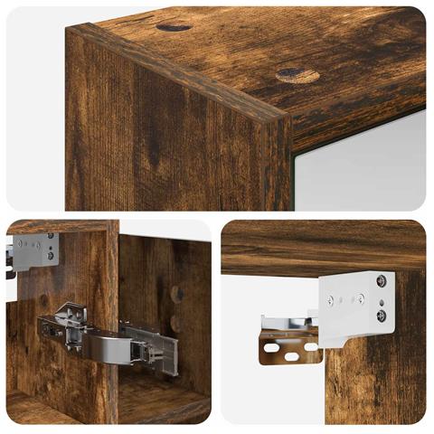 Mobiletto per specchio da bagno Rovere fumé 73,5 x 16 x 62,5 cm - Foto 9