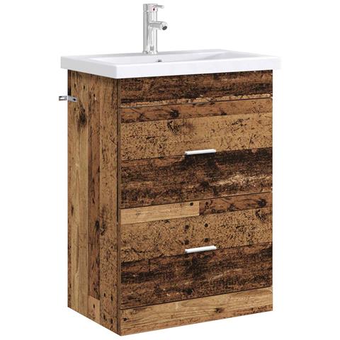 Mobiletto da Bagno Sotto Lavabo Legno antico 56 x 37,5 x 81 cm - Foto 2