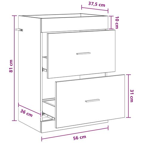Mobiletto da Bagno Sotto Lavabo Legno antico 56 x 37,5 x 81 cm - Foto 7