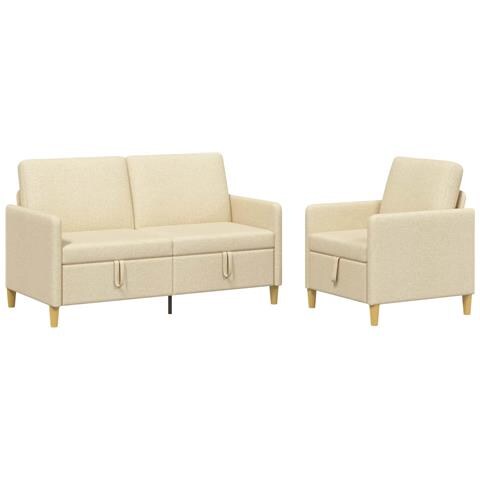 Set di Divani con Storage 2 pcs Crema Poliestere - Foto 1